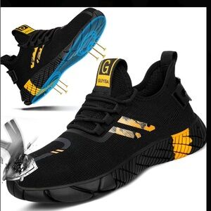 Black and Yellow steel toe Sneakers